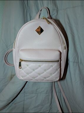 pink pearl‑stud mini backpack | cute + gold hardware | perfect everyday bag